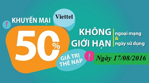 Viettel khuyến mại 17/08/2016