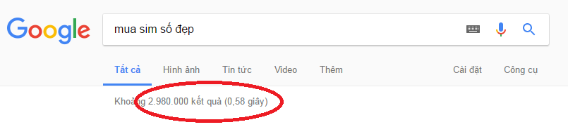 kết quả tìm kiếm của Google