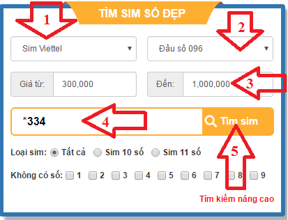 các bước tìm sim