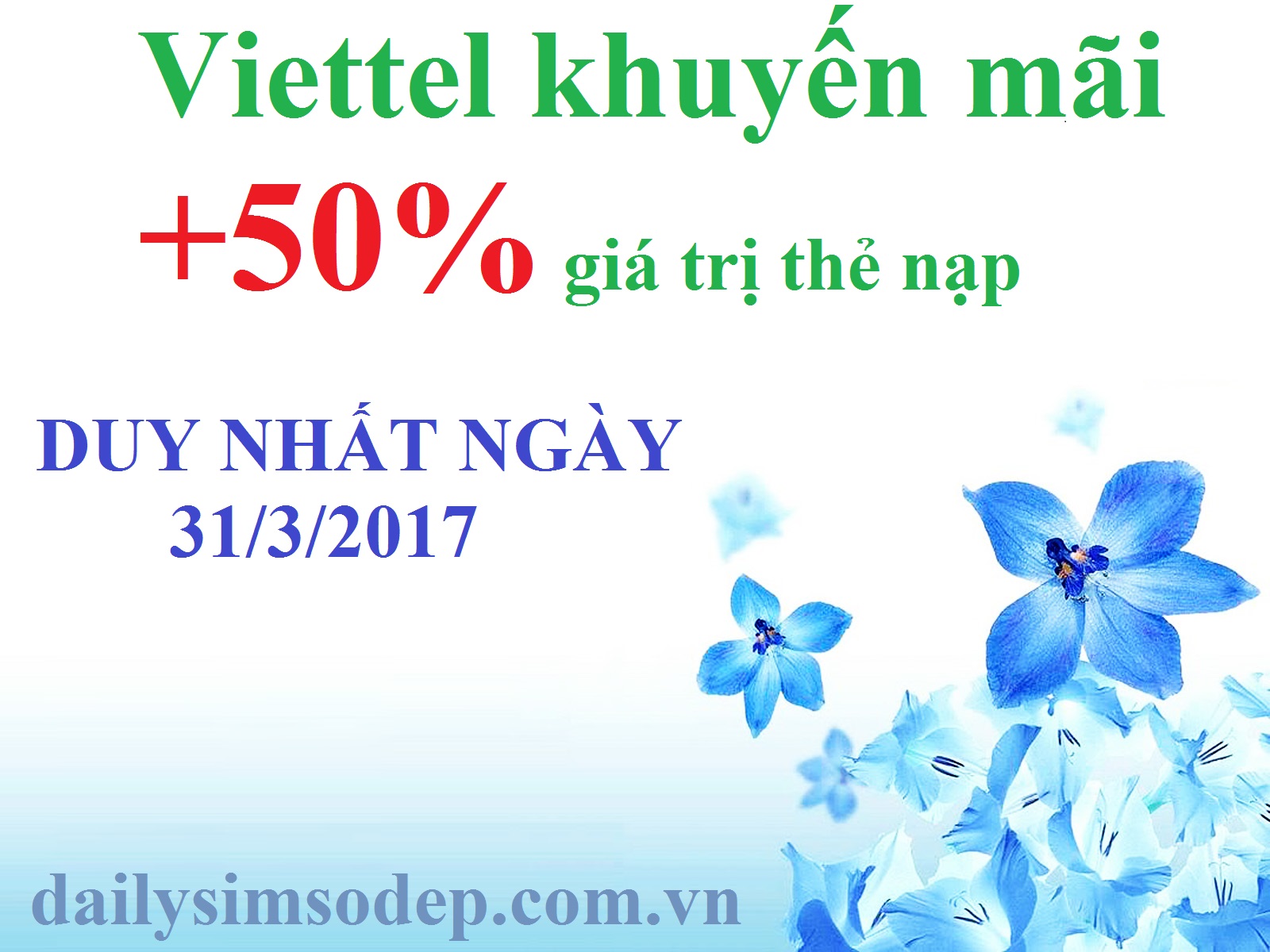 Viettel khuyến mãi tặng 50% giá trị thẻ nạp