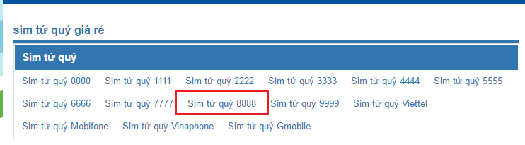 sim tứ quý 8
