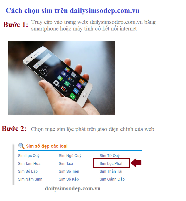 các bước chọn sim lộc phát