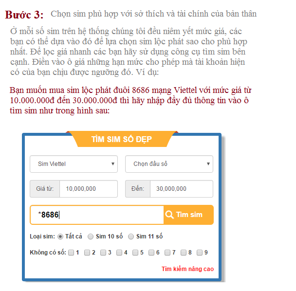 chọn sim lộc phát theo giá