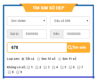 chọn sim số tiến viettel giá rẻ