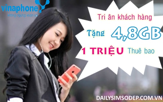 Vinaphone tặng cho 1 triệu thuê bao 4,8GB data tốc độ cao
