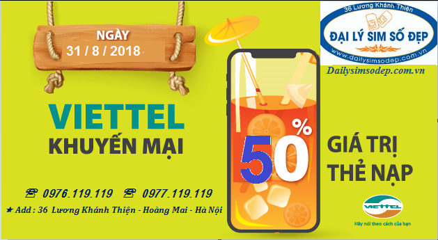 Viettel khuyến mại 50% giá trị thẻ nạp