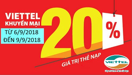 Khuyến mãi 20% dành cho những khách hàng may mắn của Viettel