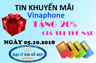 Nạp thẻ Vinaphone ngày 5/10 nhận ngay 20% giá trị thẻ nạp