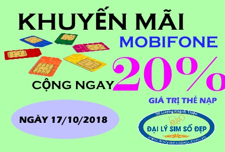 Khuyến mãi 20% thẻ nạp ngày 17/10 dành cho thuê bao MobiFone trả trước 