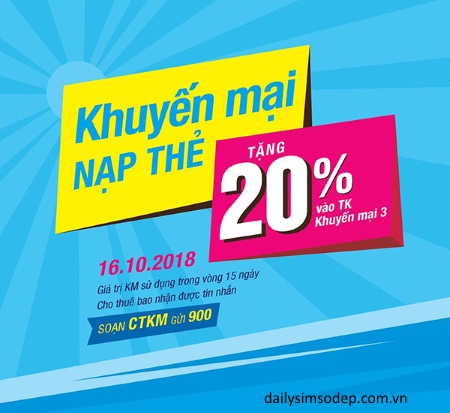 Khuyến mãi 20% thẻ nạp Vinaphone ngày 16/10 cho những khách hàng may mắn