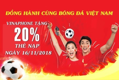 Vinaphone khuyến mãi 20% trong ngày 16/11 dành cho các thuê bao trả trước