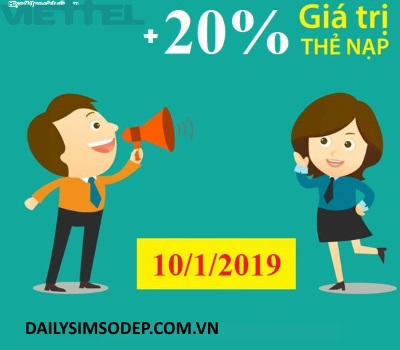 Ưu đãi 20% giá trị thẻ nạp cho thuê bao Viettel trong ngày 10/1