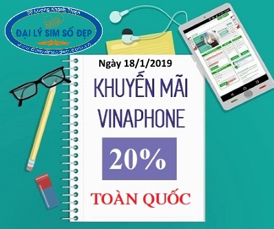 Vinaphone khuyến mãi 20% giá trị thẻ nạp ngày 18/1