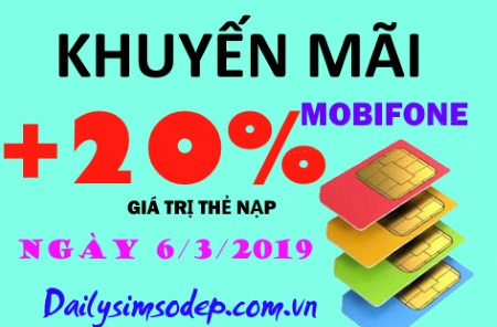 Nạp thẻ MobiFone nhận ngay khuyến mãi 20% trong ngày 6/3