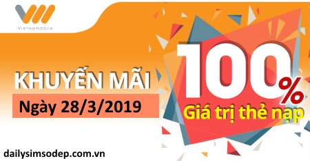Chương trình khuyến mãi Vietnamobile ngày 28/3 với 100% giá trị thẻ nạp