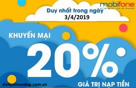 MobiFone khuyến mãi 20% ngày 3/4 chào tháng mới
