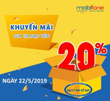 MobiFone khuyến mãi 20% giá trị thẻ nạp cho thuê bao trả trước