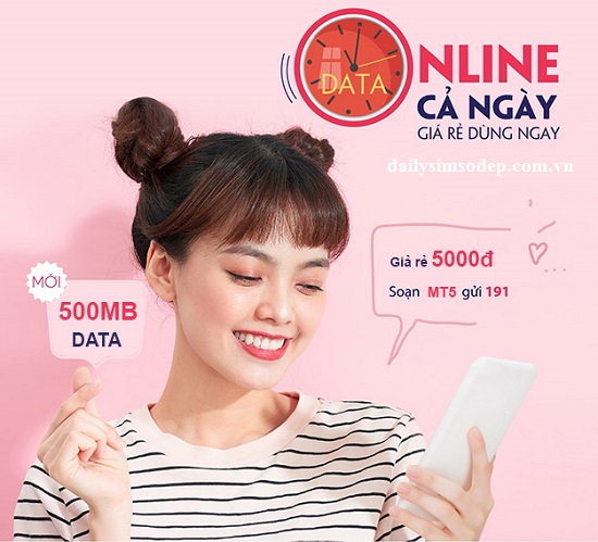 MT5 Viettel – Gói cước mua thêm 500MB Data 3G/4G dùng trong 24h
