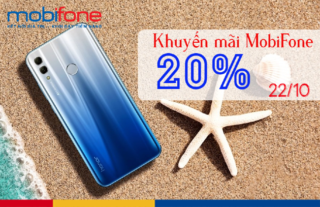 Mobifone khuyến mãi 20% thẻ nạp ngày 22/10/2019