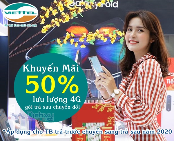 Viettel khuyến mãi tặng 50% data cho khách hàng chuyển đổi trả sau năm 2020