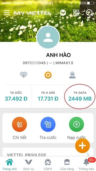 Cách kiểm tra dung lượng 3G Viettel tốc độ cao
