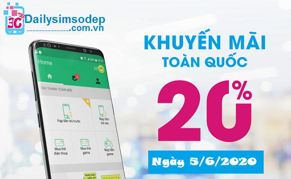 VinaPhone khuyến mãi 20% Toàn Quốc vào ngày 5/6/2020