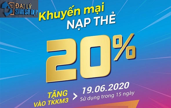 VinaPhone khuyến mãi 20% thẻ nạp ngày 19/6/2020