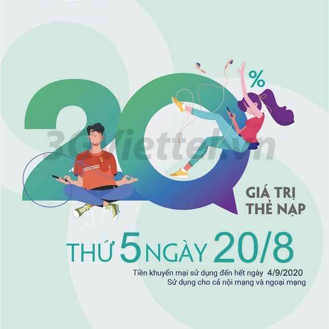Viettel khuyến mãi ngày 20/8/2020 ưu đãi ngày vàng toàn quốc