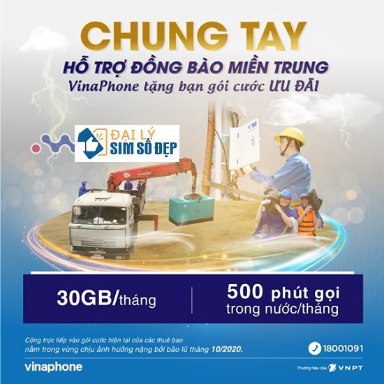 Vinaphone tặng miễn phí 30GB và 500 phút thoại cho thuê bao tại miền trung