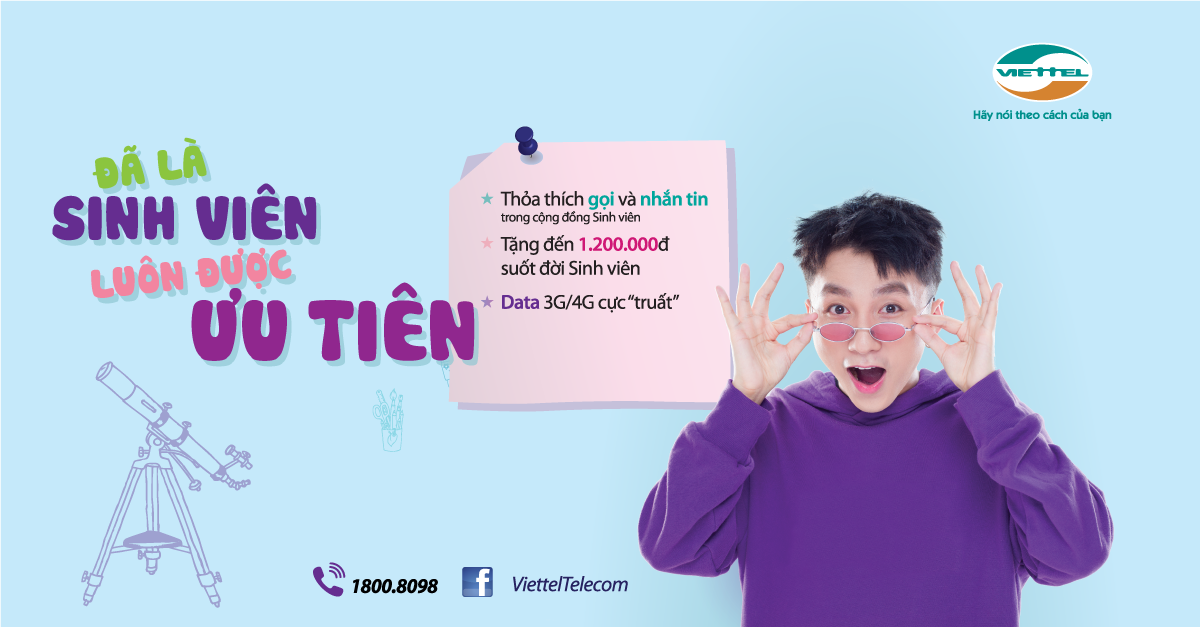  cước gọi, nhắn tin, đăng ký 3G trên sim Sinh Viên Viettel