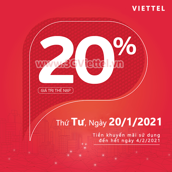 Viettel khuyến mãi ngày 20/1/2021 ưu đãi cho tất cả TB trả trước