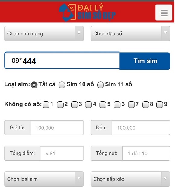 tìm sim tam hoa 444