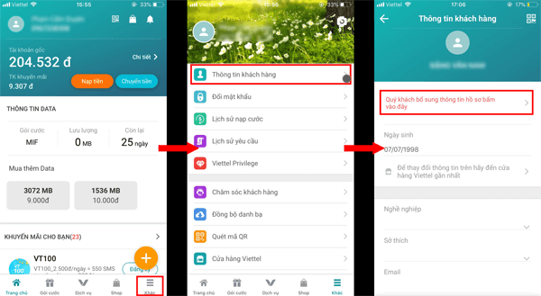 Hướng dẫn kiểm tra cập nhật thông tin trên ứng dụng My Viettel