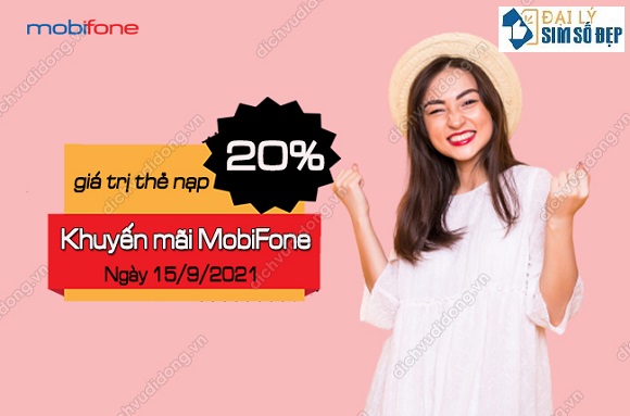 mobifone khuyen mai 20% gia tri the nap ngay 15/9/2021