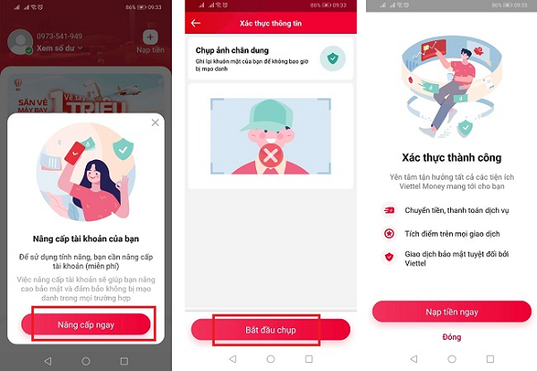 Chi tiết cách nâng cấp tài khoản Viettel Money