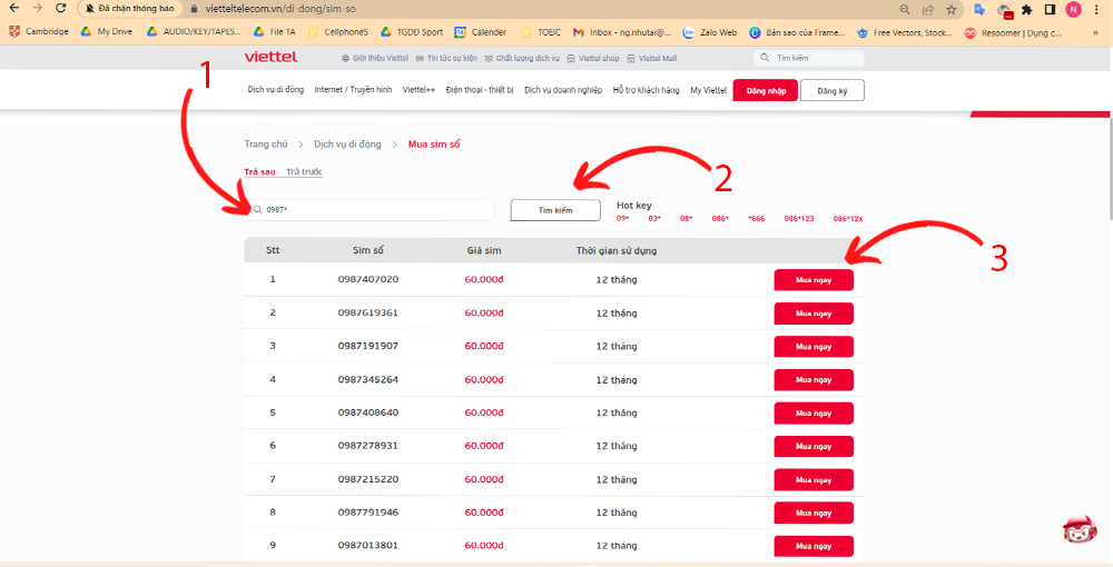 Nên mua sim 0987 ở đâu uy tín - Bước 2