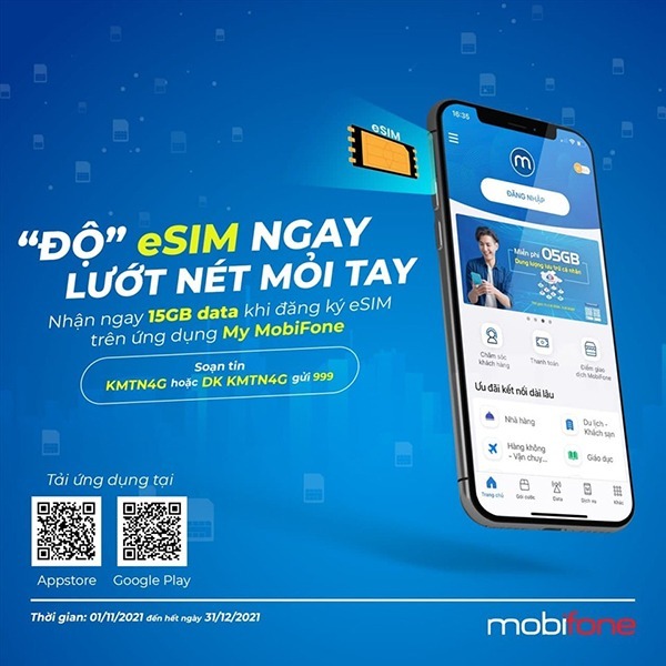 KHUYẾN MÃI ESIM TẶNG 15GB MOBIFONE ĐẾN 31/8/2022