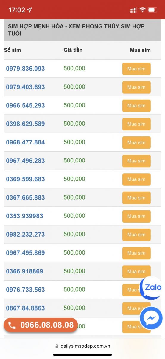 sim phong thủy hợp mệnh Hỏa